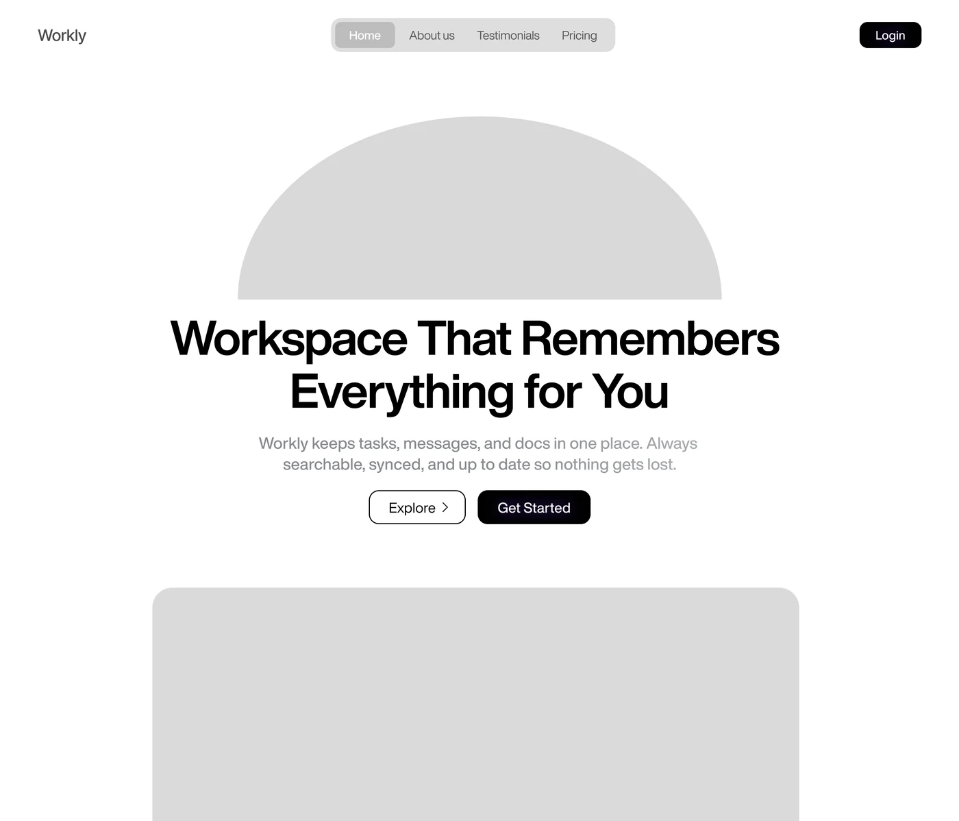 Wireframe of a product landing page